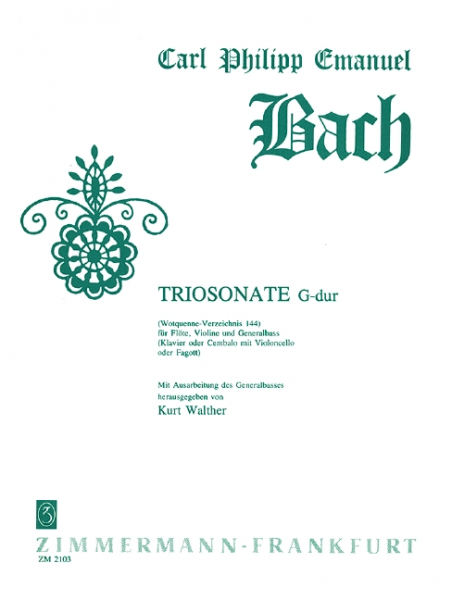 Triosonate G-Dur Wq144 für Flöte, Violine und Bc