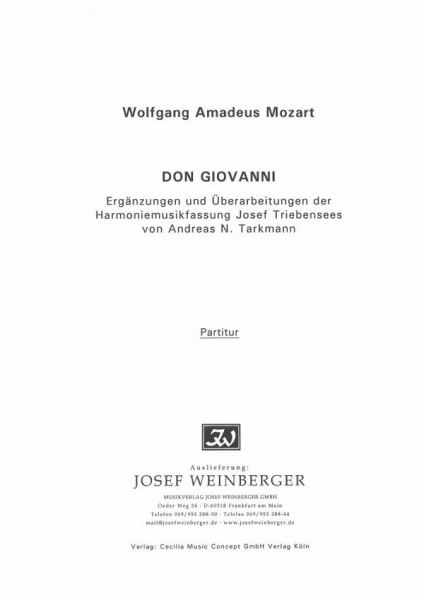 Don Giovanni 5 Stücke aus der Oper für 2 Oboen, 2 Klarinetten (A), 2 Hörner (F)
