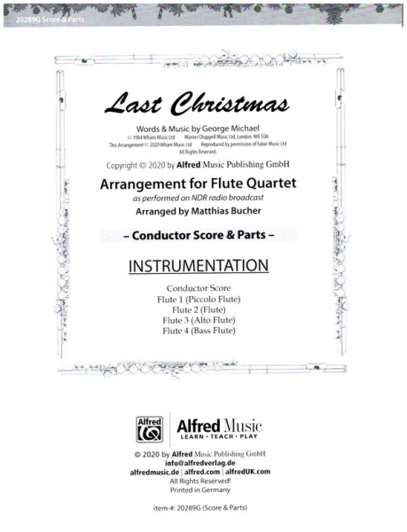 Last Christmas for flute quartet