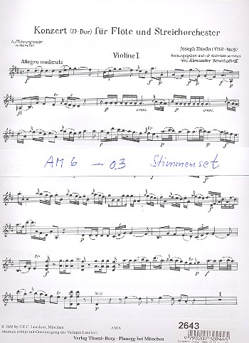 Konzert D-Dur Hob.VIIf:1 für Flöte und Streicher