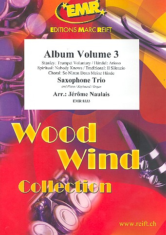 Album vol.3 for 3 saxophones and piano (keyboard/organ) (percussion ad lib)