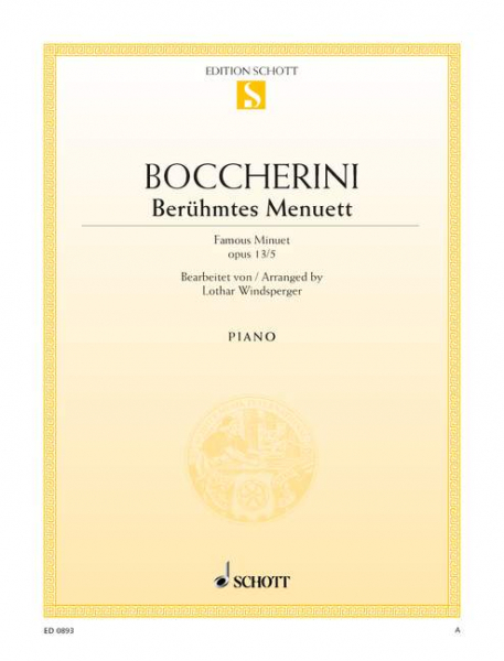 Berühmtes Menuett A-Dur op.13/5 für Klavier