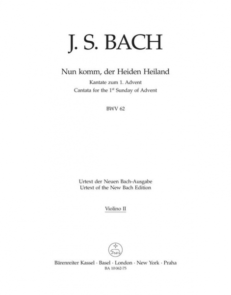 Nun komm, der Heiden Heiland Kantate Nr.62 BWV62