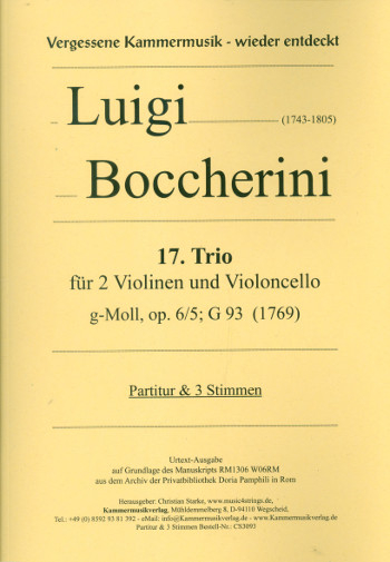 Trio g-Moll Nr.17 op.6,5 G93 für 2 Violinen und Violoncello
