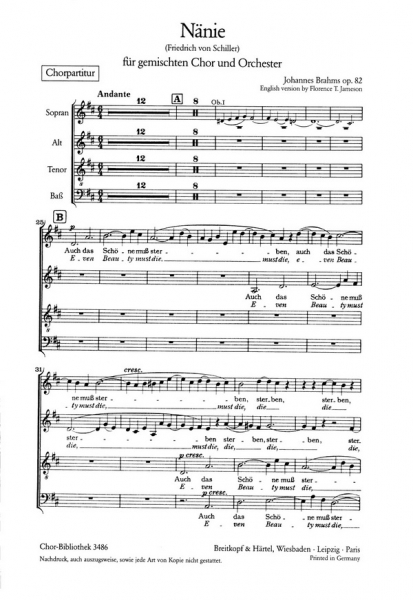Nänie op.82 für Chor und Orchester
