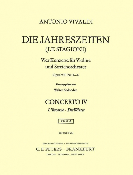 Konzert f-Moll op.8,4 RV297, PV442, F I:25 'Der Winter' für Violine, Streichorchester und Bc