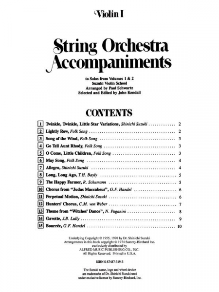 Suzuki Violin School Orchestra accompaniment to vols. 1 and 2