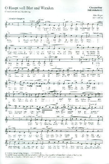 O Haupt voll Blut und Wunden für Alt, Sopran (T), Soloquartett (SATB),