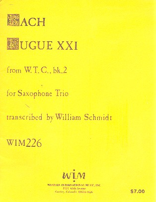 Fugue no.21 from the well-tempered Clavier Book 2 for 3 saxophones (SAB),