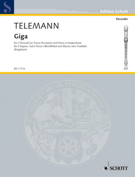 Partitur und Sopranblockflöten Giga