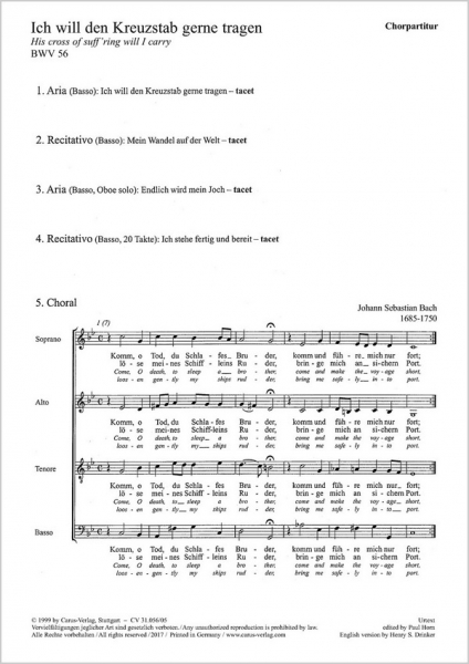 ICH WILL DEN KREUZSTAB KANTATE NR.56 BWV56
