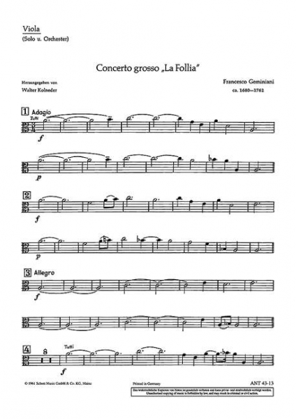Concerto grosso für 2 Solo-Violinen, Solo-Violoncello/Kontrabass, Streichorchester und