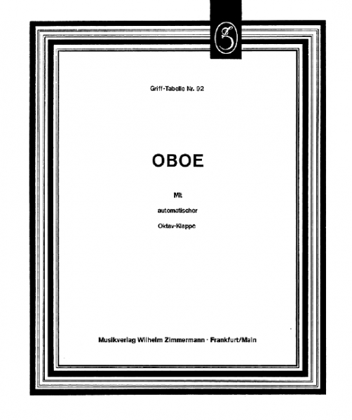 Grifftabelle für Oboe mit automatischer Oktav-Klappe