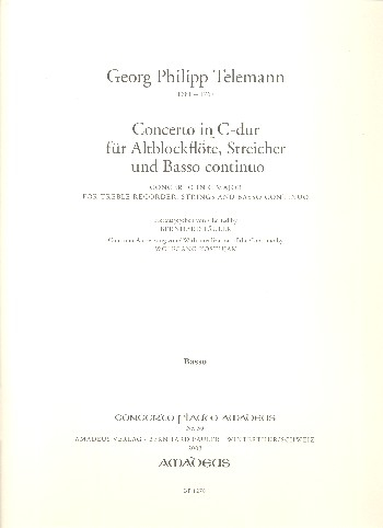 Konzert C-Dur für Altblockflöte, Streicher und Bc