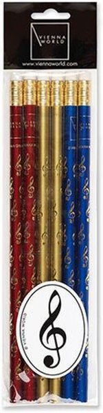 Bleistiftset Violinschlüssel rot/gold/blau 6 Bleistifte