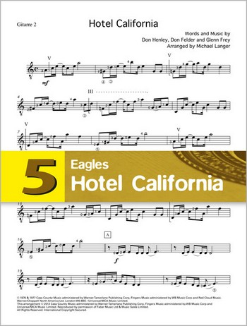 Hotel California für 4 Gitarren (Ensemble)
