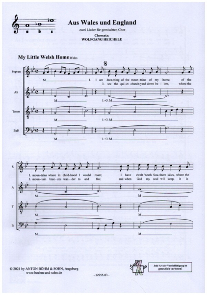 Aus Wales und England für gem Chor a cappella