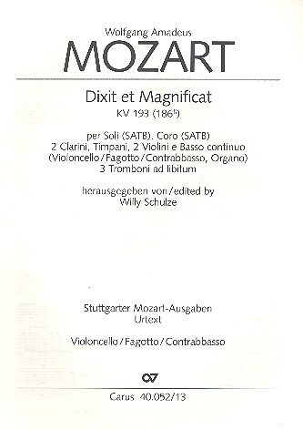 Dixit et Magnificat KV193 für Soli, gem Chor und Orchester