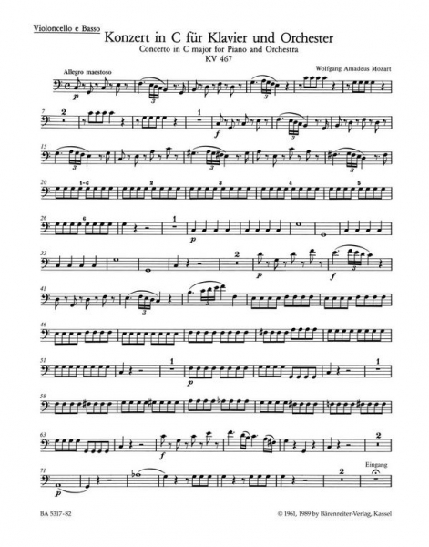 Konzert C-Dur Nr.21 KV467 für Klavier und Orchester