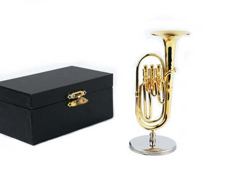 Tuba mit Ständer und Geschenkbox 10,16cm vergoldet