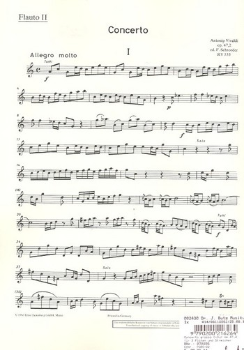 Concerto grosso C-Dur op.47,2 für 2 Flöten und Streicher