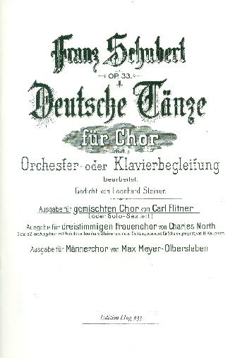 Deutsche Tänze op.33 für gem Chor und Klavier