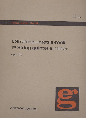 Quintett e-Moll Nr.1 op.20 für 2 Violinen, Viola und 2 Violoncelli