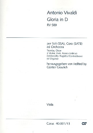 Gloria D-Dur RV589 für Soli (SSA), Chor und Orchester