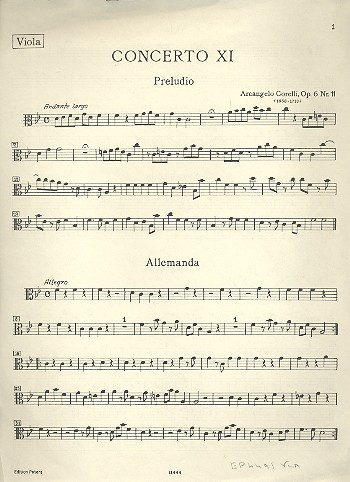Concerto grosso B-Dur op.6,11 für 2 Violinen, Violoncello und Orchester