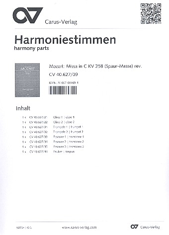 Missa brevis in C KV258 für Soli, gem Chor und Orchester
