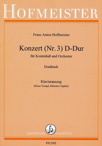 Konzert D-Dur Nr.3 für Kontrabaß und Orchester für Kontrabaß und Klavier