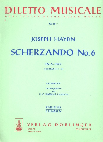 Scherzando A-Dur Nr.6 Hob.II:38 für Flöte, 2 Oboen, 2 Hörner, 2 Violinen, Kontrabass und Cembalo