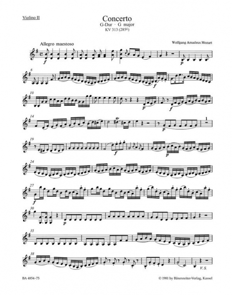 Konzert G-Dur KV313 für Flöte und Orchester