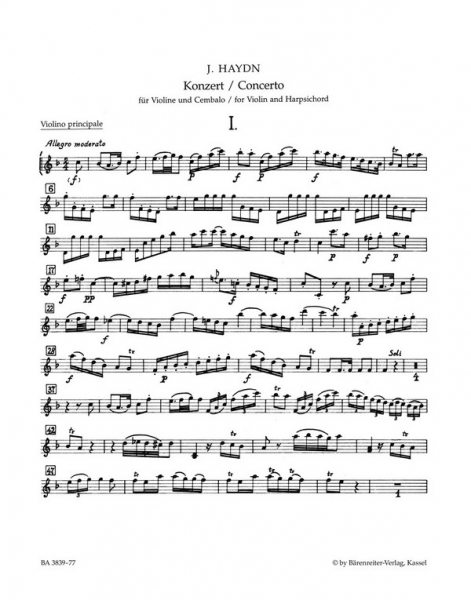 Konzert F-Dur Hob.XVIII:6 für Violine, Cembalo und Streicher