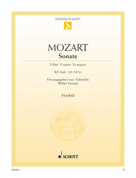Sonate F-Dur KV Anh. 135 [547 a] für Klavier