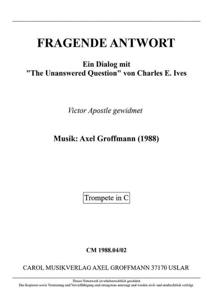 Fragende Antwort (1988) für Trompete in B oder C und Orgel
