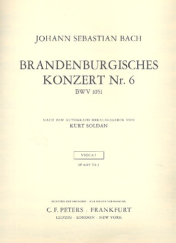Brandenburgisches Konzert Nr.6 B-Dur BWV1051 für Streichorchester und Bc