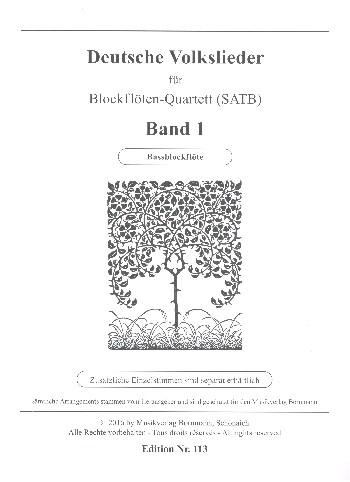 Deutsche Volkslieder Band 1 für 4 Blockflöten (SATB)