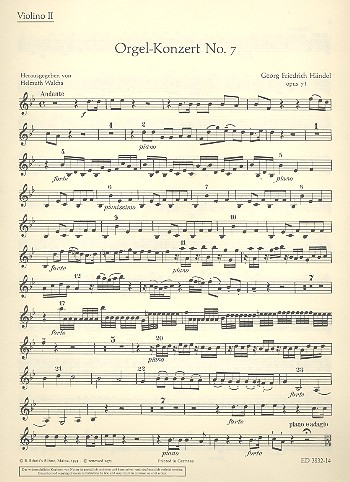 Konzert B-Dur Nr.7 op.7,1 HWV306 für Orgel und Orchester