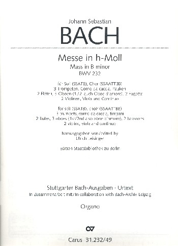 Messe in h-Moll BWV232 für Soli, gem Chor und Orchester