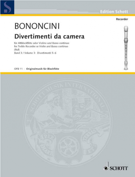 Divertimenti da camera Band 3 (Nr.5-6) für Altblockflöte (Violine, Flöte, Oboe) und bc
