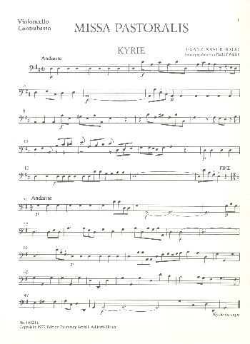 Missa pastoralis D-Dur für Soli, gem Chor und Orchester