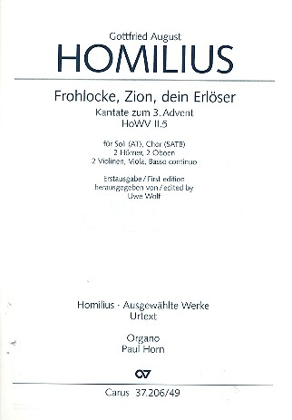 Frohlocke Zion dein Erlöser HoWVII.5 für Soli, gem Chor und Instrumente
