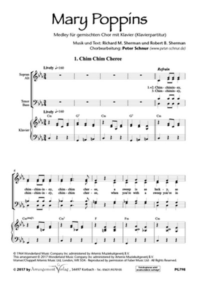 Mary Poppins - Medley (dt) für Männerchor (TTBB) und Klavier