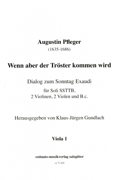 Wenn aber der Tröster kommen wird für 5 Singstimmen (SSTTB), 2 Violinen, 2 Violen und Bc