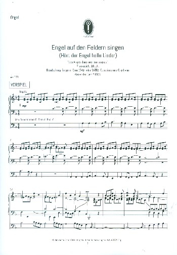 Engel auf den Feldern singen für gem Chor (SAM/SATB), Gemeinde und Orgel