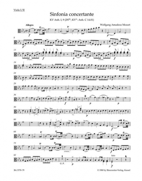 Sinfonia concertante Es-Dur KV297b für Oboe, Klarinette, Horn, Fagott und Orchester