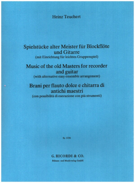 Spielstücke alter Meister für Blockflöte und Gitarre