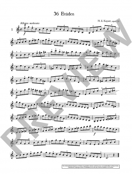 Etüden für Violine 36 Etüden op 20