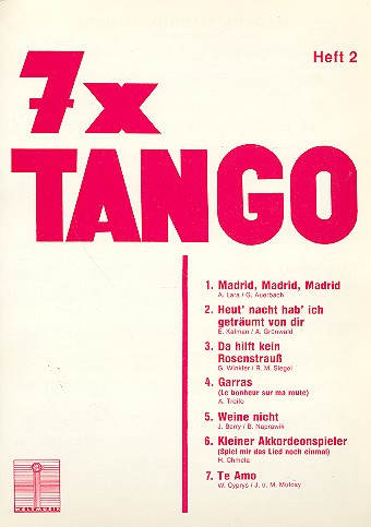 7 x Tango Band 2 für Gesang und Klavier